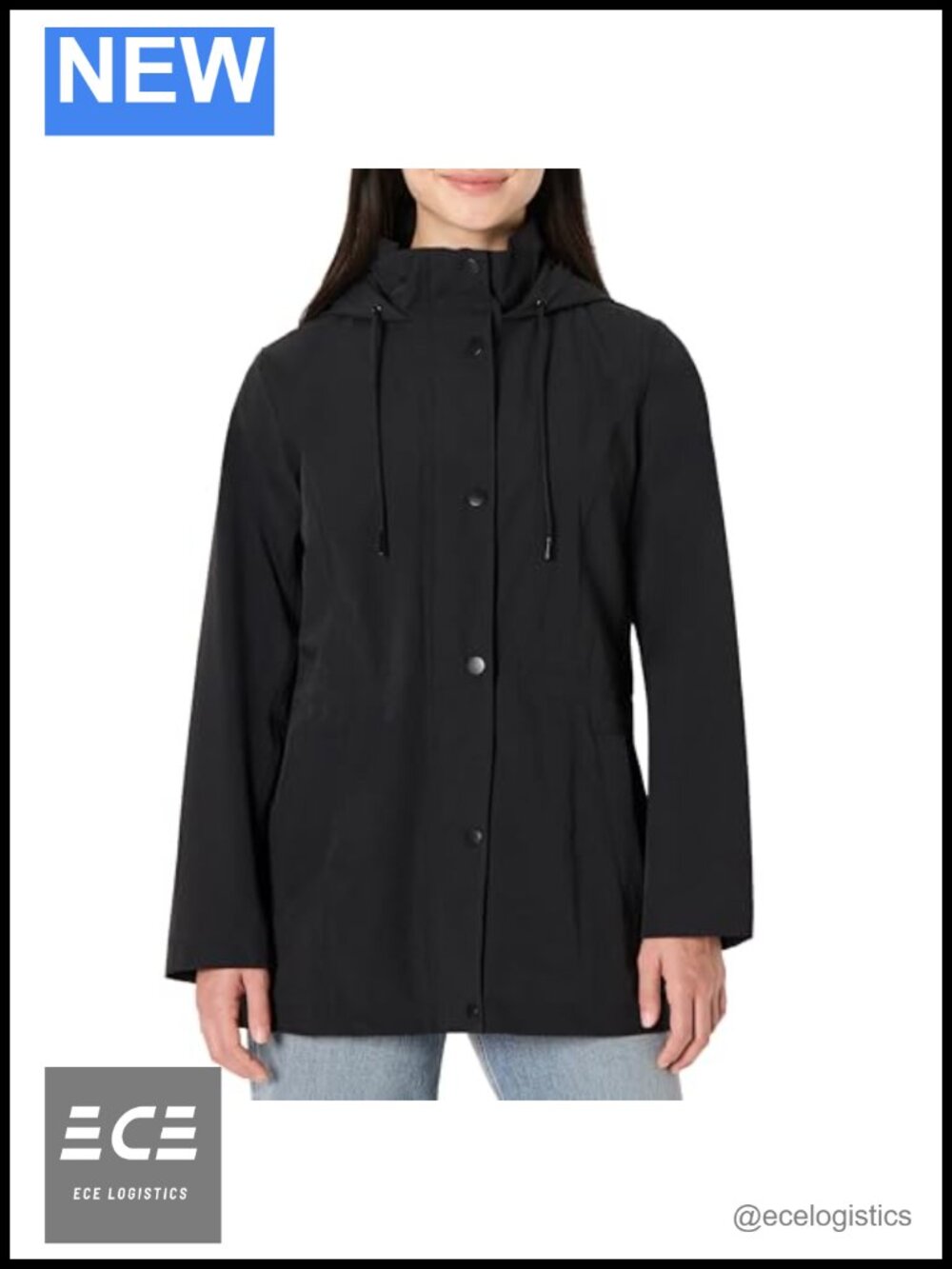 Women's Waterproof Long Hooded Rain Jacket Lightweight Relaxed Fit